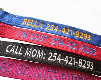 Reflective Adjustable Dog Collar Custom Embroidered with Your Pet's Name for Safety & Style