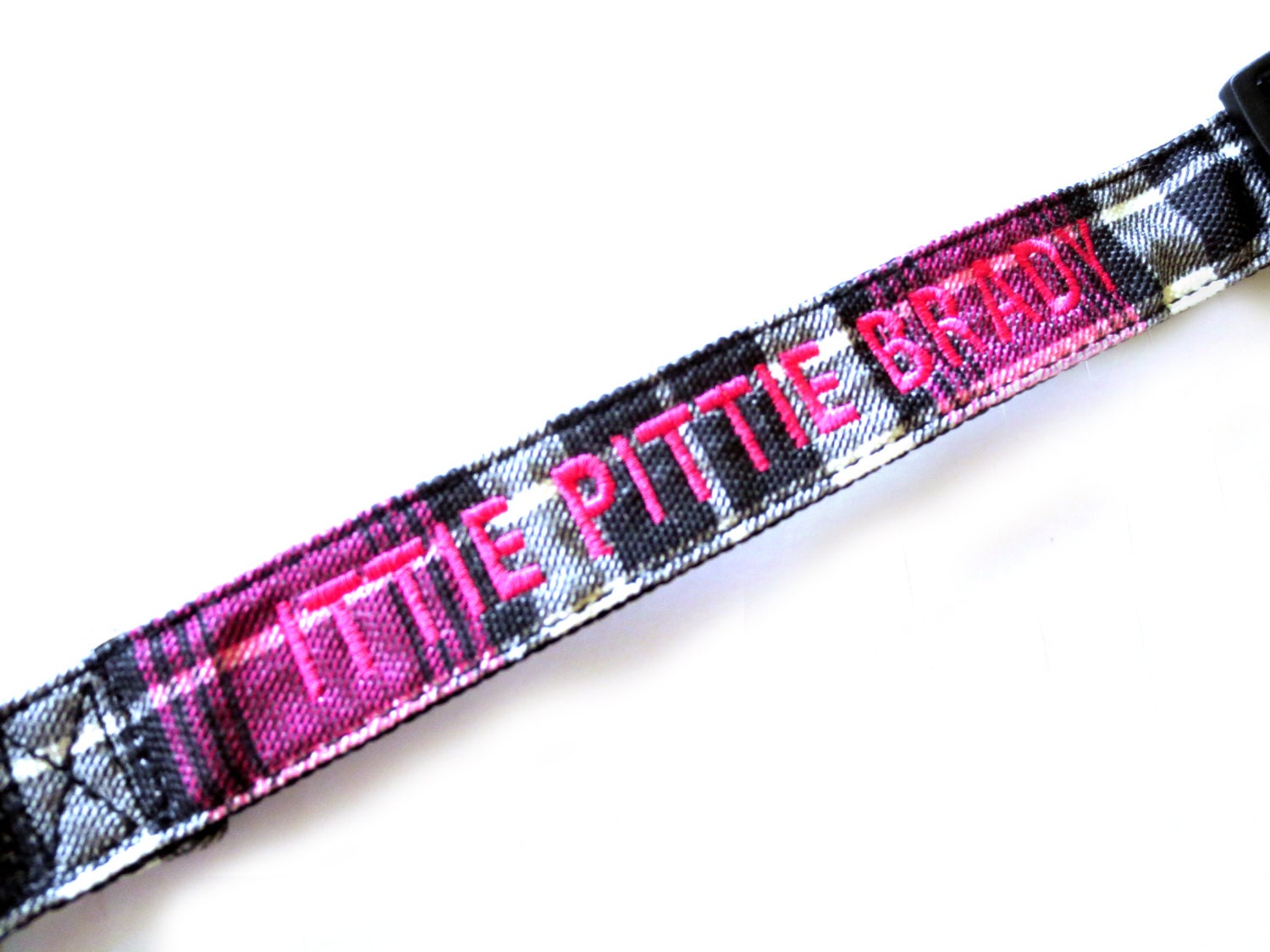 Custom pretty in plaid dog collar personalized embroidery