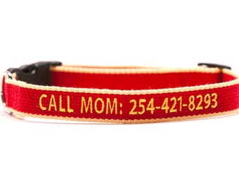 Custom ECO Friendly Personalized Embroidered Dog Collar - Red and Yellow