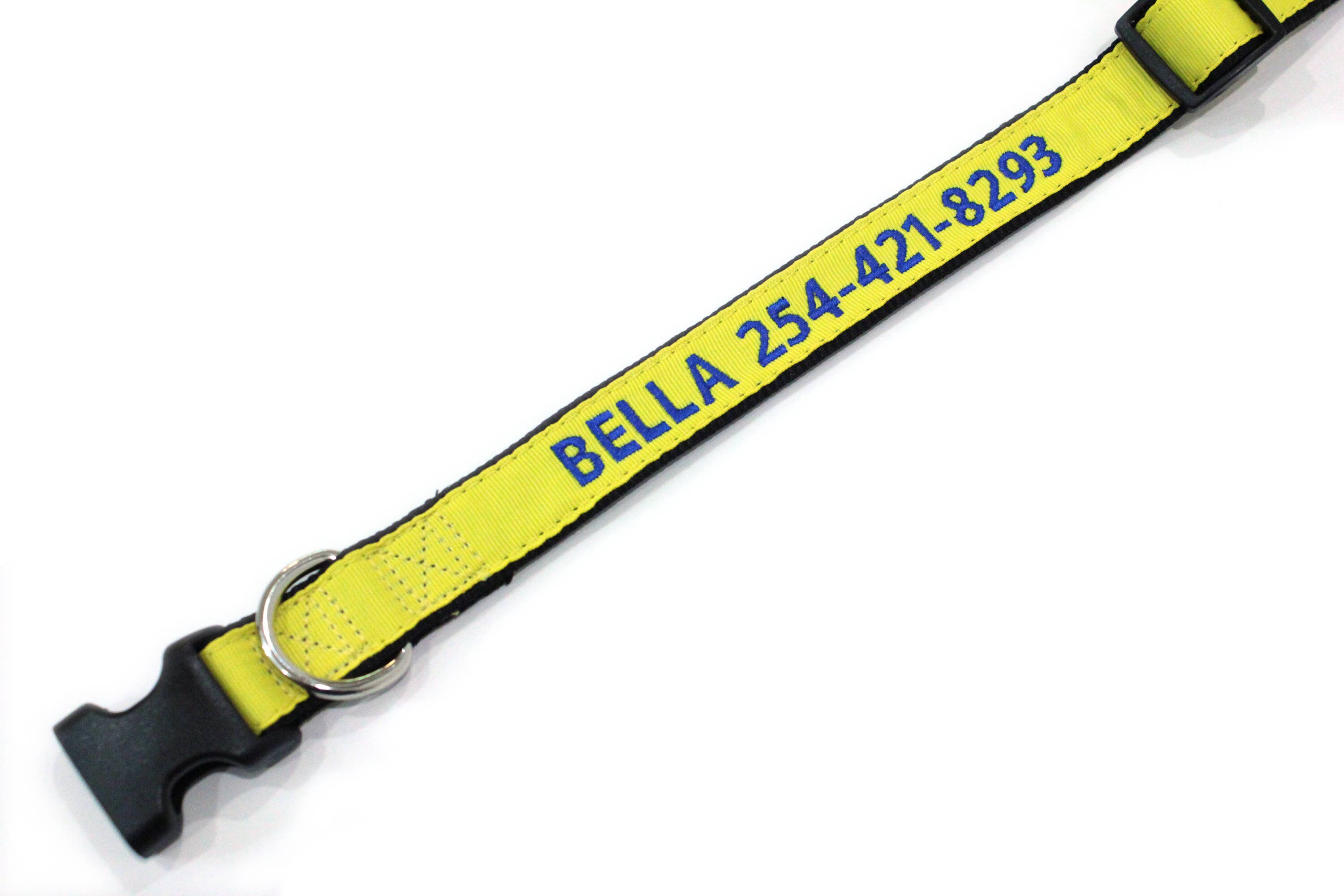 Custom Personalized Embroidered Yellow Nylon Dog Collar