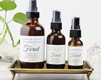 Forest, Woodland Scent Aromatherapy, Forest Bathing, Meditation, Crystal Infused, Essential Oil Room Spray, Mindfulness Gift