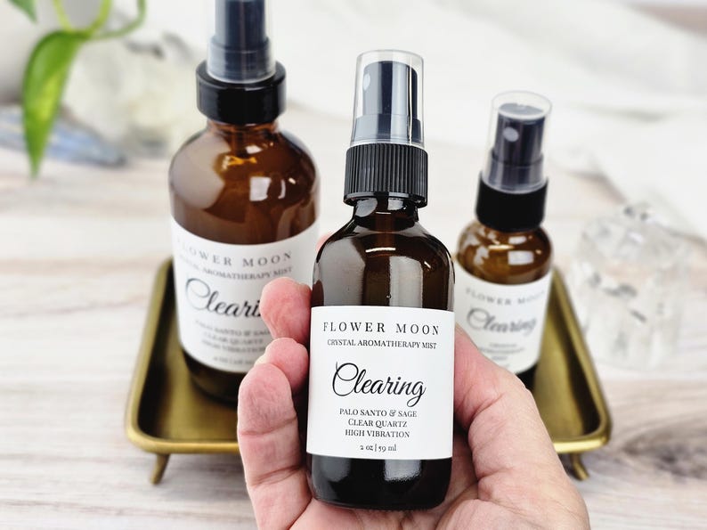 Energy Clearing, Aromatherapy with Palo Santo & Sage, Crystal Infused Room Spray, Reiki, Meditation, Yoga, Positive Energy, New Home Gift image 3