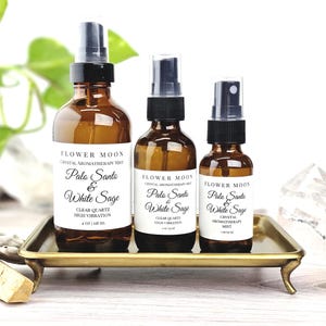 Palo Santo & White Sage, Energy Clearing, Room Spray, Crystal Infused, Smudge Spray, Meditation, Yoga, Reiki Energy, High Vibration Gift image 5