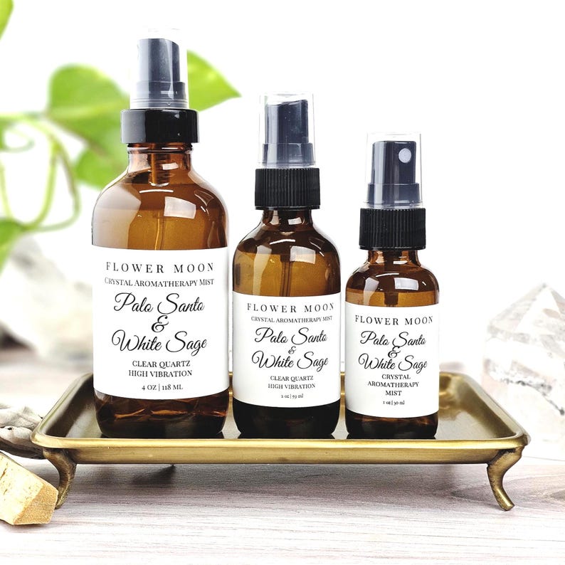 Palo Santo & White Sage, Energy Clearing, Room Spray, Crystal Infused, Smudge Spray, Meditation, Yoga, Reiki Energy, High Vibration Gift image 5