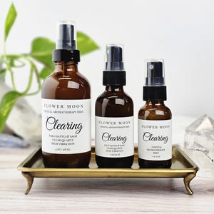 Energy Clearing, Aromatherapy with Palo Santo & Sage, Crystal Infused Room Spray, Reiki, Meditation, Yoga, Positive Energy, New Home Gift image 1