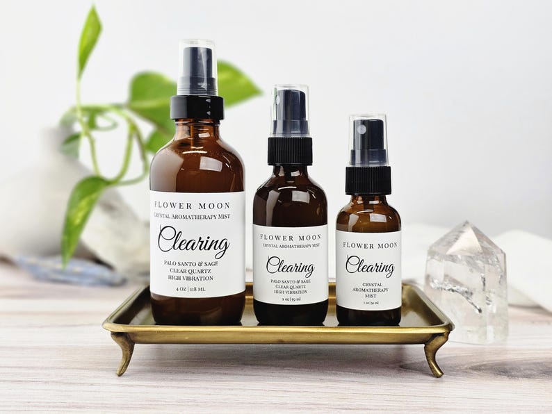 Energy Clearing, Aromatherapy with Palo Santo & Sage, Crystal Infused Room Spray, Reiki, Meditation, Yoga, Positive Energy, New Home Gift image 1
