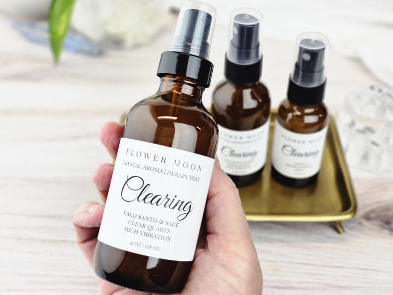 Energy Clearing, Aromatherapy with Palo Santo & Sage, Crystal Infused Room Spray, Reiki, Meditation, Yoga, Positive Energy, New Home Gift image 2