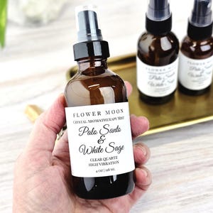 Palo Santo & White Sage, Energy Clearing, Room Spray, Crystal Infused, Smudge Spray, Meditation, Yoga, Reiki Energy, High Vibration Gift image 2