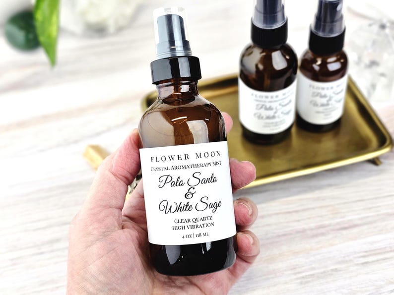 Palo Santo & White Sage, Energy Clearing, Room Spray, Crystal Infused, Smudge Spray, Meditation, Yoga, Reiki Energy, High Vibration Gift image 2