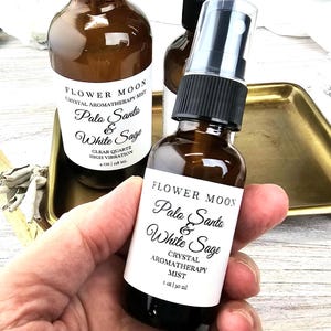 Palo Santo & White Sage, Energy Clearing, Room Spray, Crystal Infused, Smudge Spray, Meditation, Yoga, Reiki Energy, High Vibration Gift image 4