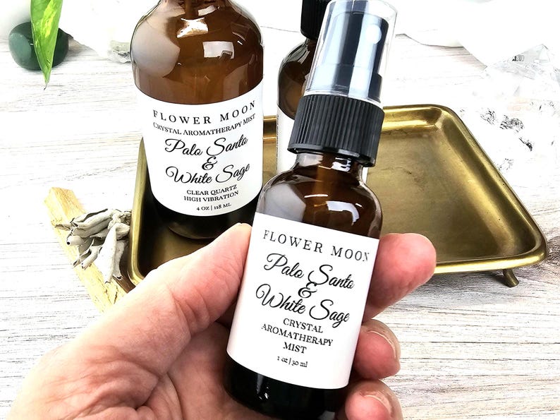 Palo Santo & White Sage, Energy Clearing, Room Spray, Crystal Infused, Smudge Spray, Meditation, Yoga, Reiki Energy, High Vibration Gift image 4