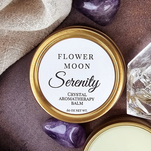 Serenity Stress Relief Aromatherapy Balm, Amethyst Crystal Infused, Restful Sleep, Anxiety Help, Relaxing, Natural Wellness Self-Care Gift