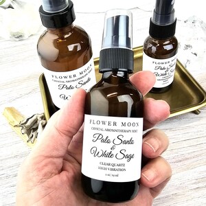 Palo Santo & White Sage, Energy Clearing, Room Spray, Crystal Infused, Smudge Spray, Meditation, Yoga, Reiki Energy, High Vibration Gift image 3
