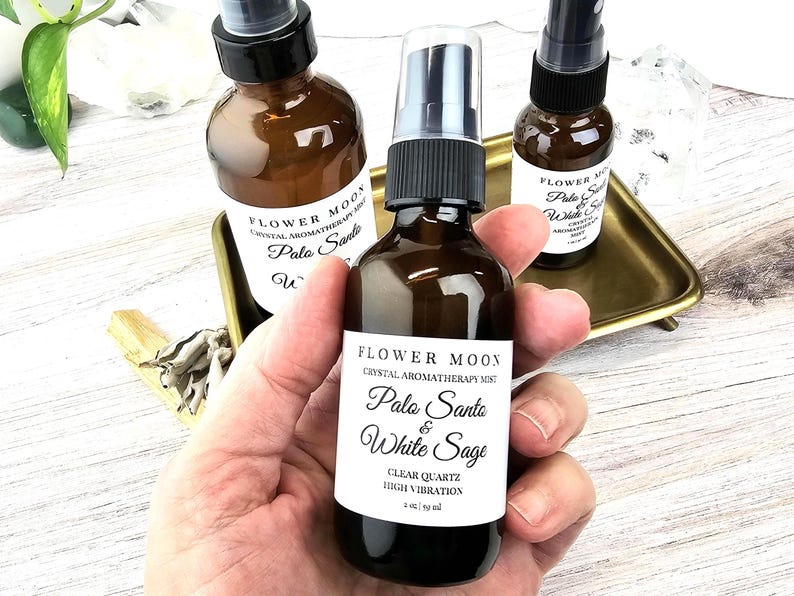 Palo Santo & White Sage, Energy Clearing, Room Spray, Crystal Infused, Smudge Spray, Meditation, Yoga, Reiki Energy, High Vibration Gift image 3