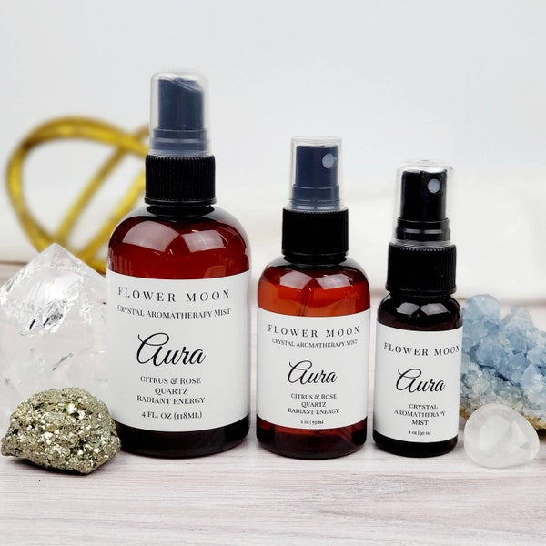 Aura Cleansing Aromatherapy Mist for Positive Energy & Happiness, Crystal Infused Room Spray, Reiki Healing, High Vibration, Spiritual Gift