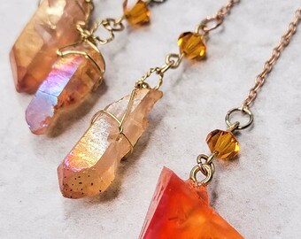 Fire in the Sand - oormanchet | Handgemaakte dobbelstenen sieraden | Fantasieoormanchet| Renfaire-sieraden