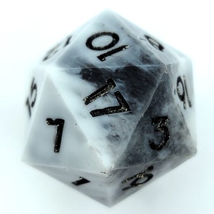 Marmor - Einzel D20 D&D Würfel | Handgefertigte Dungeons and Dragons Würfel