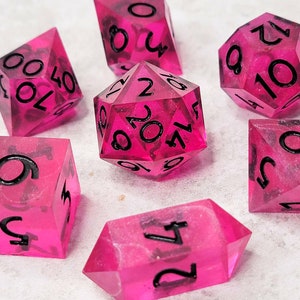 Punk Pink 7 Piece Handmade D&D Dice| Hand Crafted Dungeons and Dragons Dice