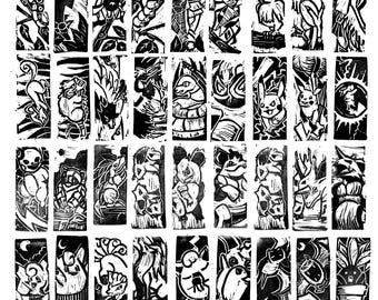 Poke'prints lino cut art prints | First generation | ACEO