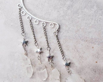 The North Star-oormanchet | Handgemaakte dobbelstenen sieraden | Fantasieoormanchet| Renfaire-sieraden