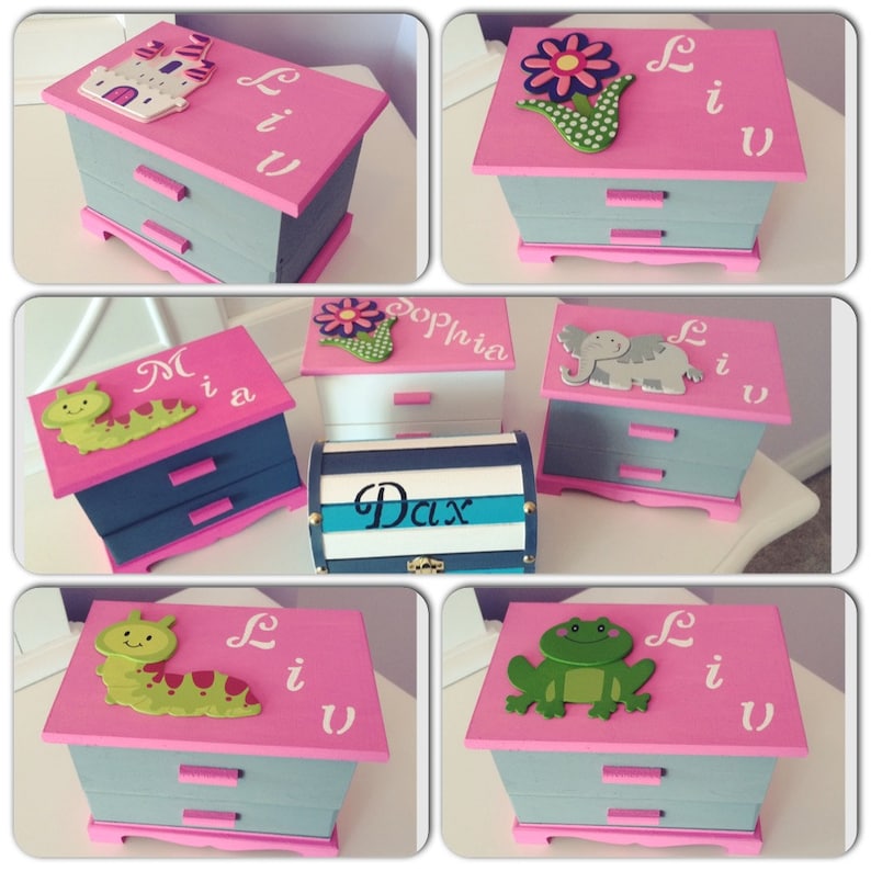 Girls jewelry box Jewelry box Personalized jewelry box Kids Etsy