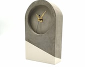 Concrete Cement Grey Cream Desk Clock - Handmade