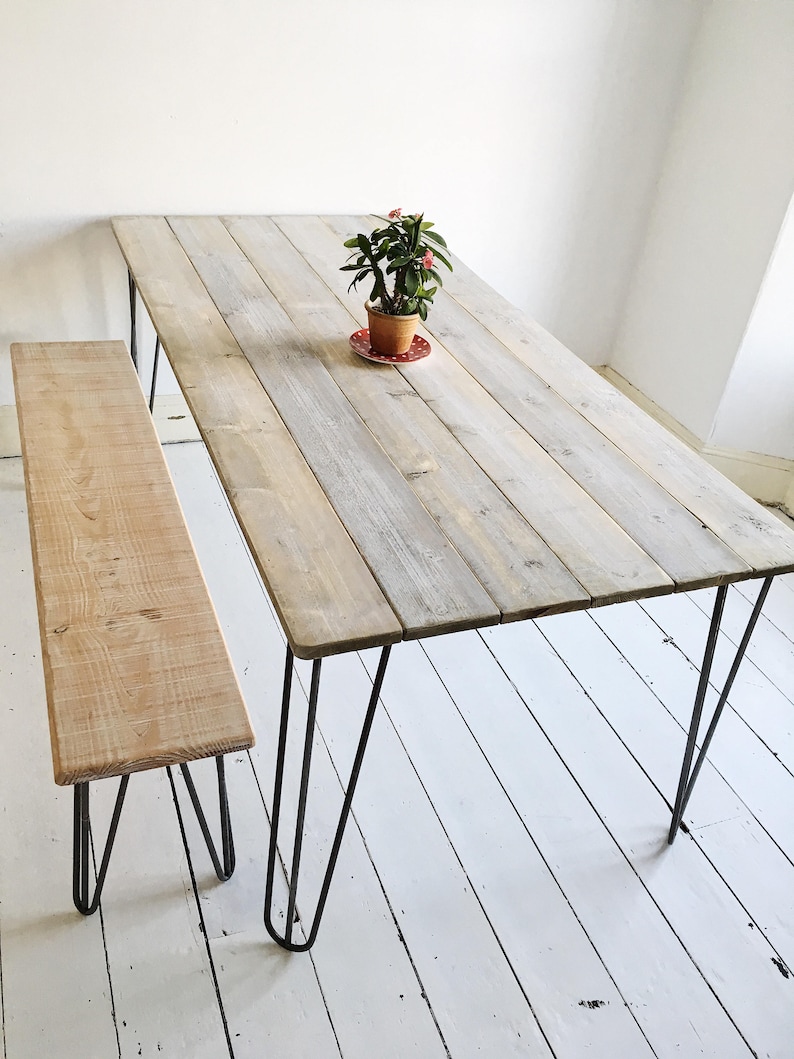 Rustic Industrial Hairpin Leg Dining Table Etsy UK