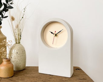 Concrete/Cement Grey & Cream Desk Clock - Handmade