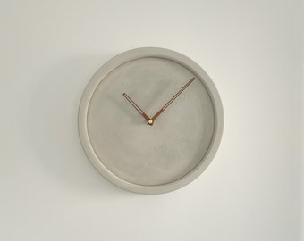 Handmade Concrete/Cement Grey Wall Clock with Wood Hands - Type 4