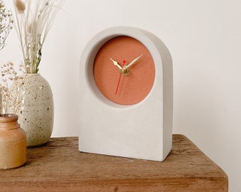 Concrete/Cement Grey & Copper Desk Clock - Handmade