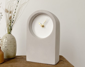 Concrete/Cement Grey & White Desk Clock - Handmade