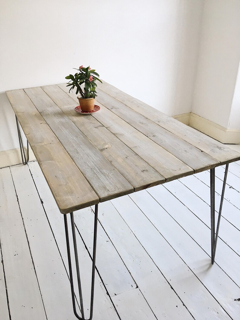 Rustic Industrial Hairpin Leg Dining Table Etsy UK