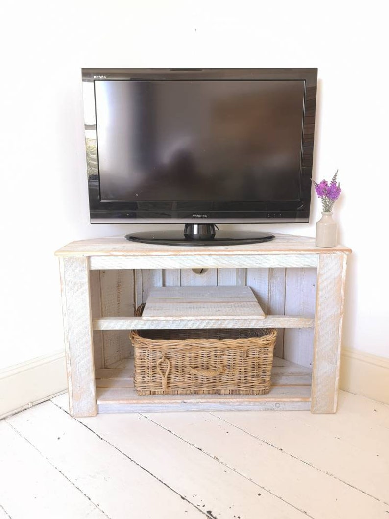 Handmade Rustic Corner Table/Tv Stand With Shelf. Reclaimed Etsy