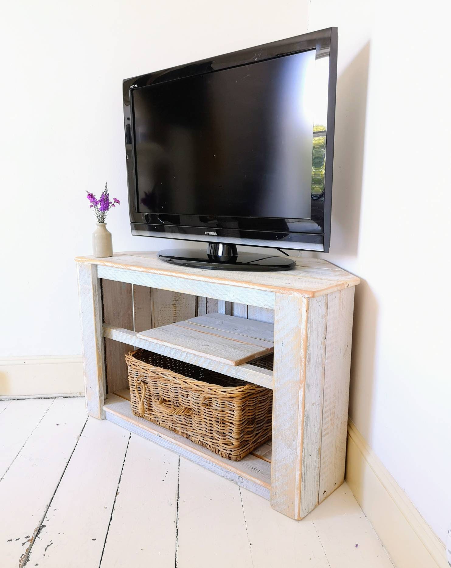 Handmade Rustic Corner Table/Tv Stand With Shelf. Reclaimed Etsy
