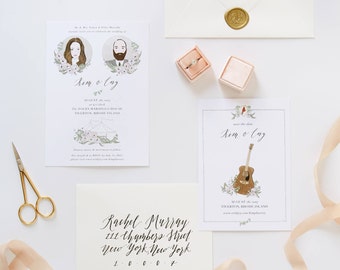 Illustrated Wedding Invitation Suite | Custom Hand Drawn Stationery Suite for Weddings & Special Events