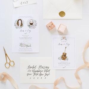 Illustrated Wedding Invitation Suite | Custom Hand Drawn Stationery Suite for Weddings & Special Events