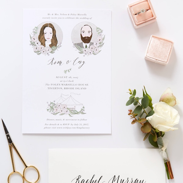 Illustrated Wedding Invitation | Custom Hand Drawn Invitation for Weddings & Special Events