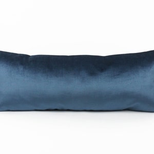 Blue Velvet Lumbar Pillow Cover. Extra Long Sizes Available.