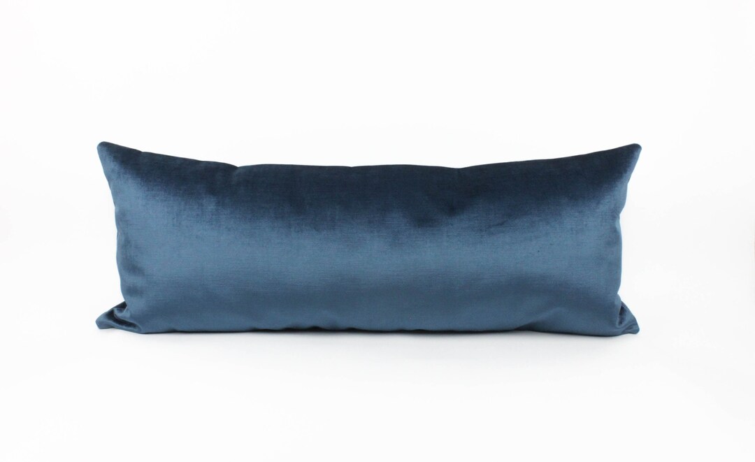 Blue Velvet Lumbar Pillow Cover. Extra Long Sizes Available. Etsy