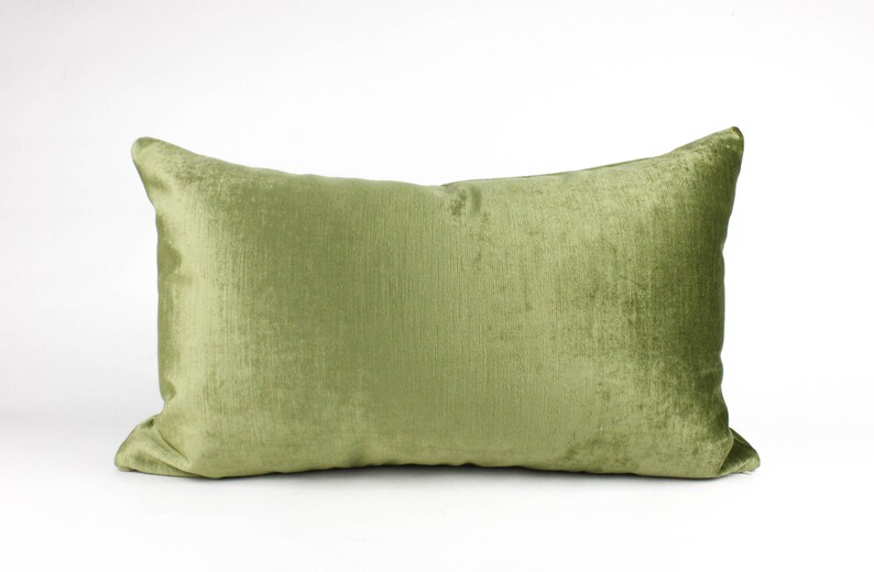 Olive Green Velvet Lumbar Pillow Cover Etsy