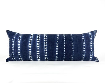 Extra Long African Indigo Blue Shibori Lumbar  #3