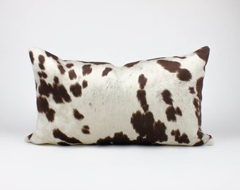 Faux Brown Spotted Cowhide Lumbar Pillow Cover