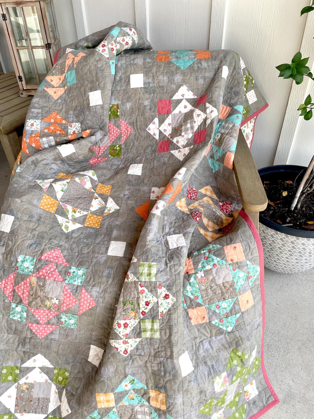 Bountiful Blooms Throw Size Quilt Handmade For Cozy Comfort Etsy
