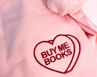 Bookish Trope Candy Heart Sweatshirt | Valentines Vibes | Embroidered Sweatshirt