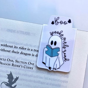 Spooky Girls Read Halloween Ghostie Reading Magnetic Bookmark Page Marker Planner Bookmark Bookish Gift Bookstagram Booktok image 1