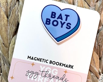 Bat Boys Valentines Candy Heart | Magnetic Bookmark | Page Marker | Planner Bookmark | Bookish Gift | Bookstagram Booktok