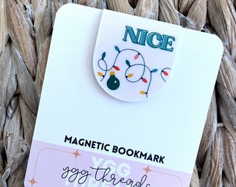 Reversible Naughty & Nice Christmas Bookmark | Magnetic Bookmark | Page Marker | Planner Bookmark | Bookish Gift | Bookstagram Booktok