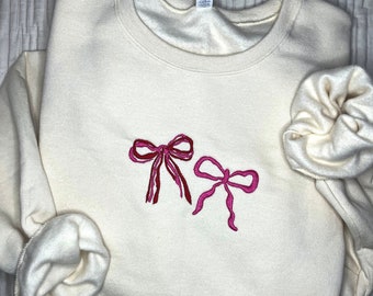 Ribbon Bow Valentines Sweatshirt | Comfy Vibes | Embroidered Sweatshirt