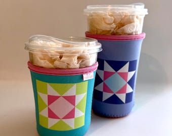 Thrift Gal Quilt Iced or Hot Beverage Coffee Drink Sleeve