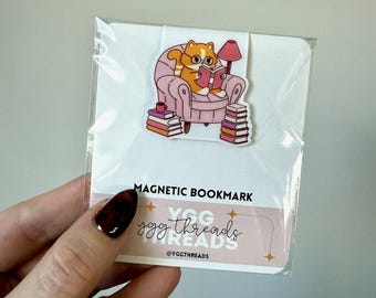 Comfy Cat Reading Bookmark | Magnetic Bookmark | Page Marker | Planner Bookmark | Bookish Gift | Bookstagram Booktok